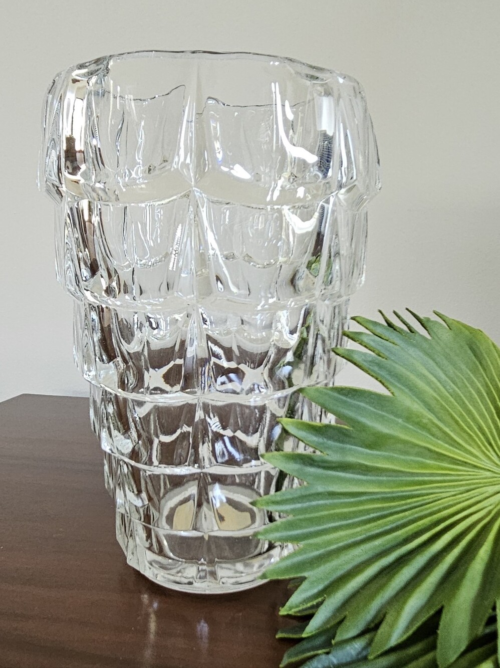 Vintage East German Crystal Vase Crystal Clear Industries GDR 8”
